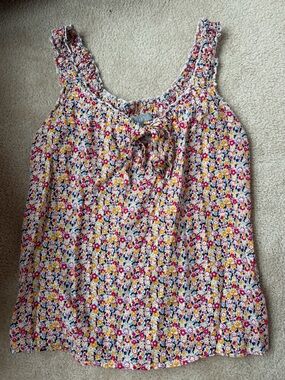 dELiA*s Multicolor Floral Smocked Tank with Tie Front